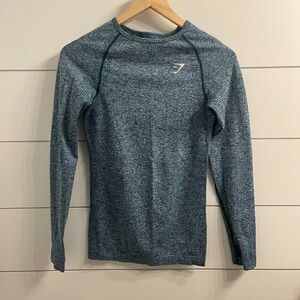 Gymshark Vital Seamless Long Sleeve in Teal With Thumb Holes Size: Small